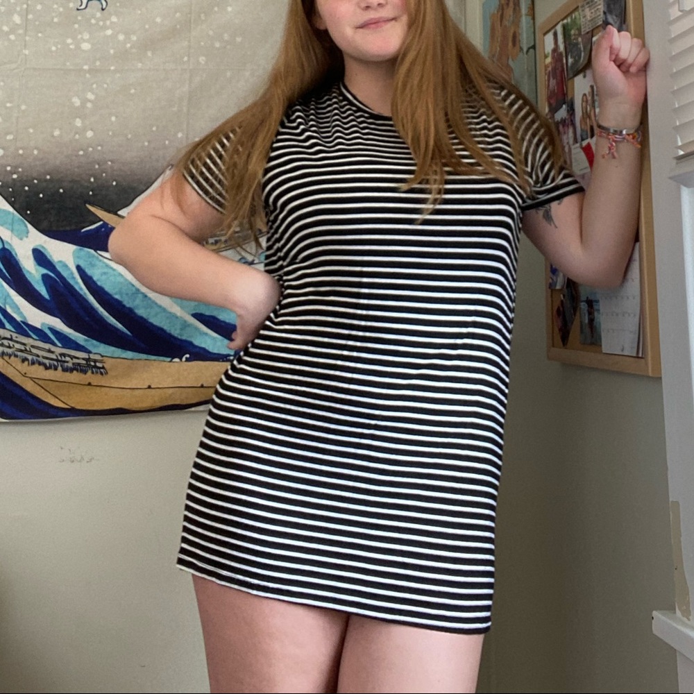 Black and white stripped T-shirt dress